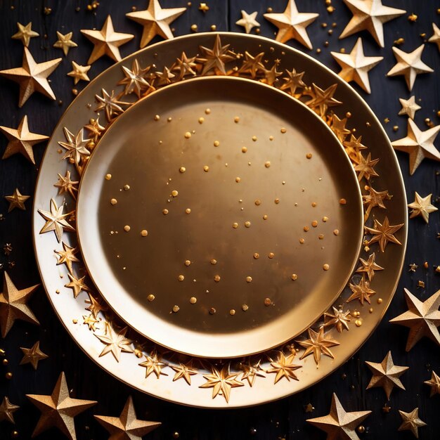 Dining plate filled with golden stars eating success