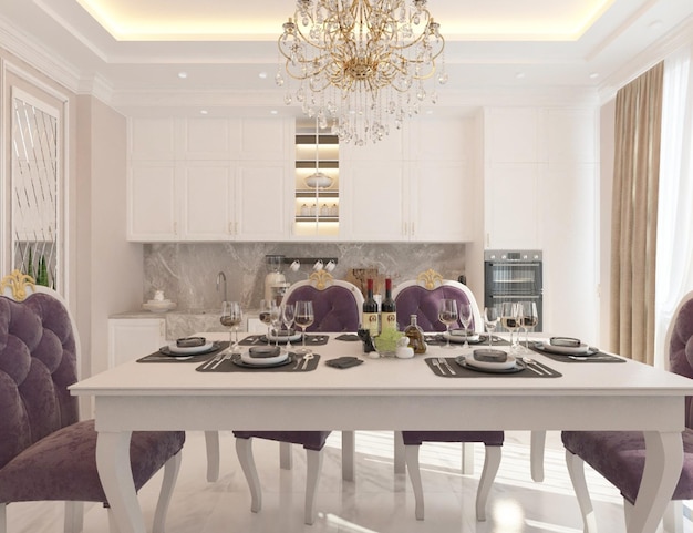 dining room. 3d render