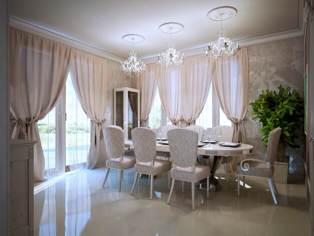 Dining room in  avant garde design