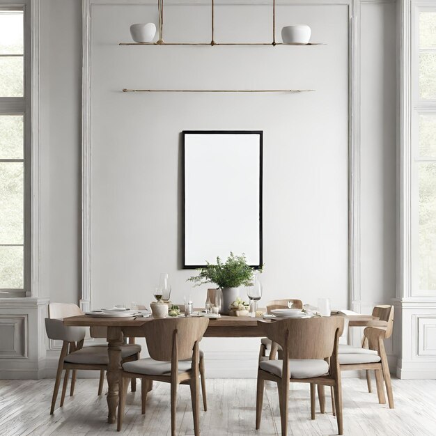 Dining room blank frame with white background