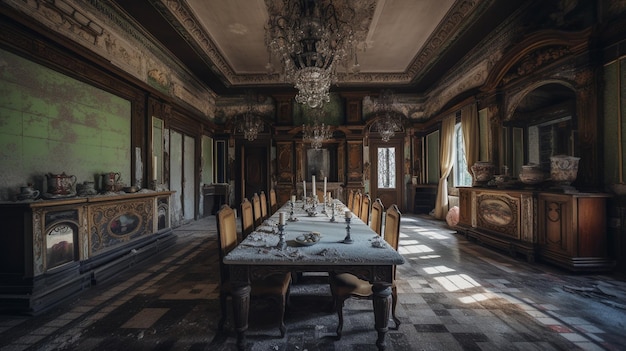 A dining room in the chateau de la villa de la villa