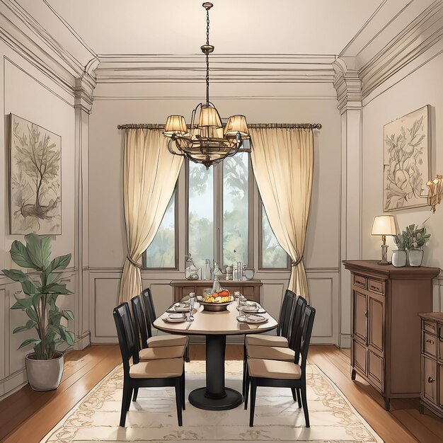 Photo a dining room interior design