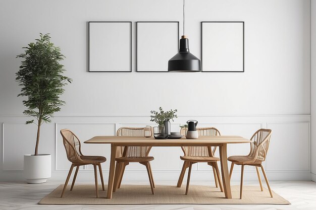 Dining Room Setting Mockup with White Wall Backgrounds for personalized designs