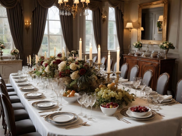 A Dining Room Table Set For A Formal Dinner