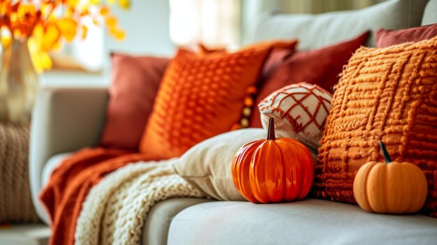 Dining Room Table With Candles Plates and Pumpkins Thanks Giving