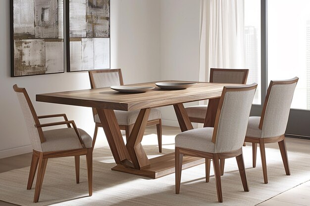 Photo a dining room table with chairs and a white chair