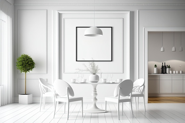 Dining room in white mockup