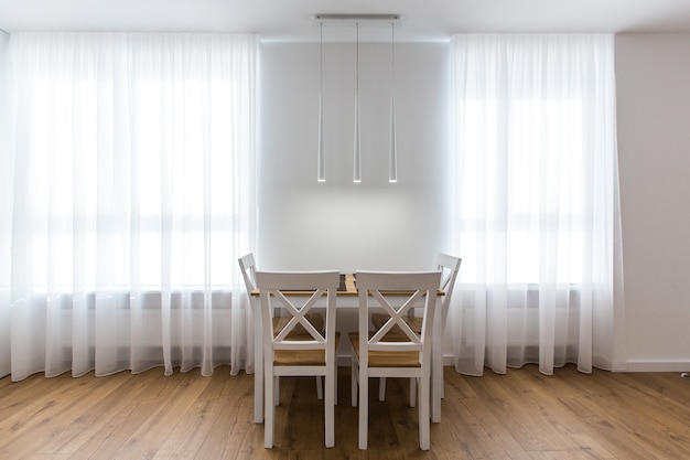 dining room in white modernist colors