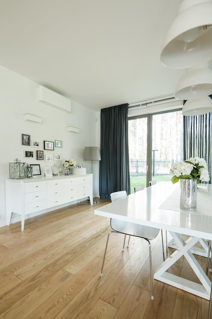 Dining room with minimalistic table