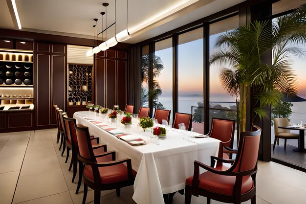 dining room with a view of the ocean