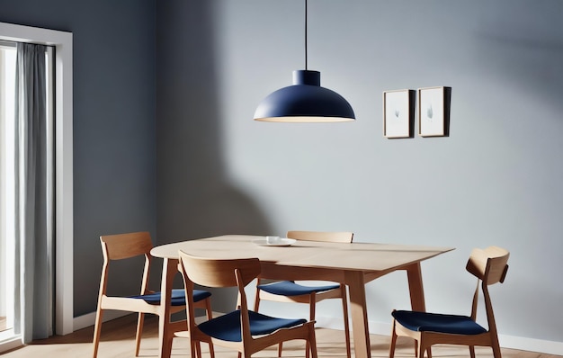 a dining room with a wooden table and chairs, a 3D render, by Johan Lundbye, featured on dribble, mi