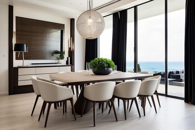 Dining set in modern luxury dining room