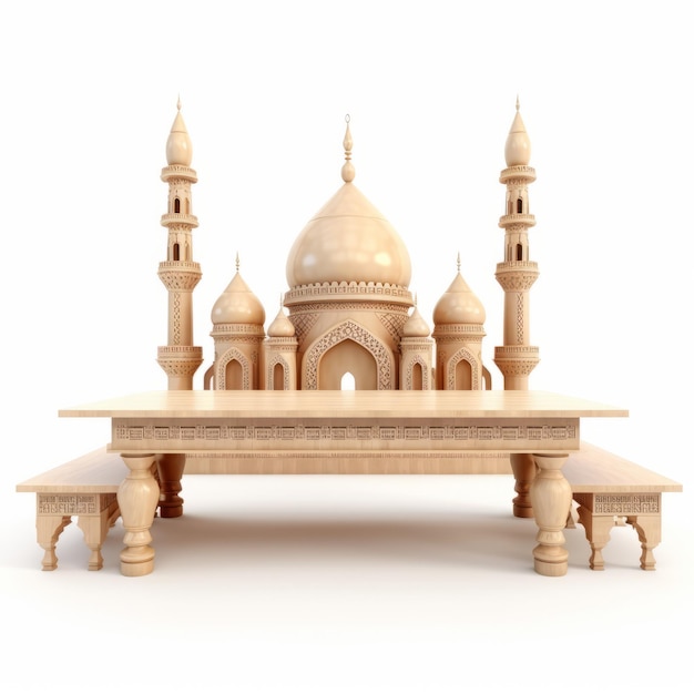 Dining Table 3d Render Ottoman Palace Inspired Beige White Background