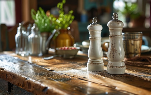 Photo dining table salt pepper elegance