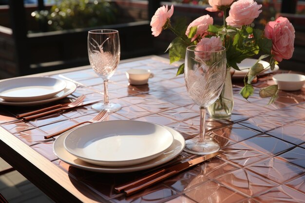 dining table set and cutlery with soft color advertising food photography