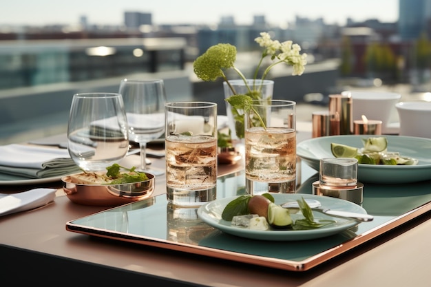 dining table set and cutlery with soft color advertising food photography