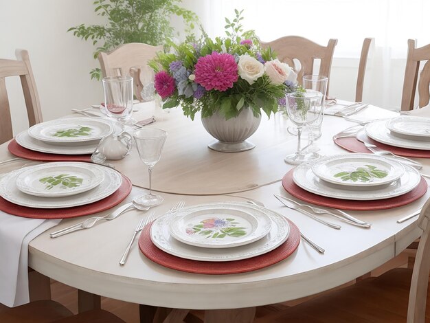 Dining table with plates