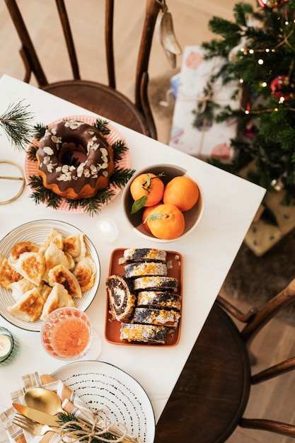 Dinner by the Christmas tree