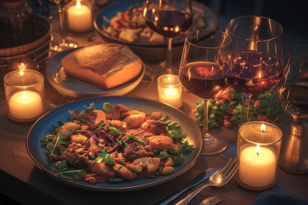 Foto cena sul tavolo da pranzo