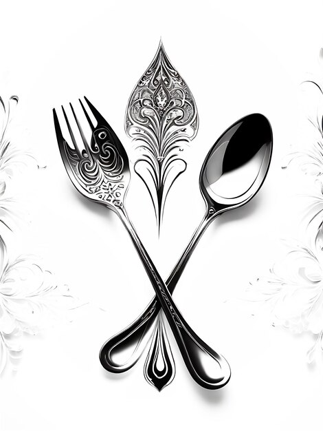 Photo dinner fork spoon logo illustration