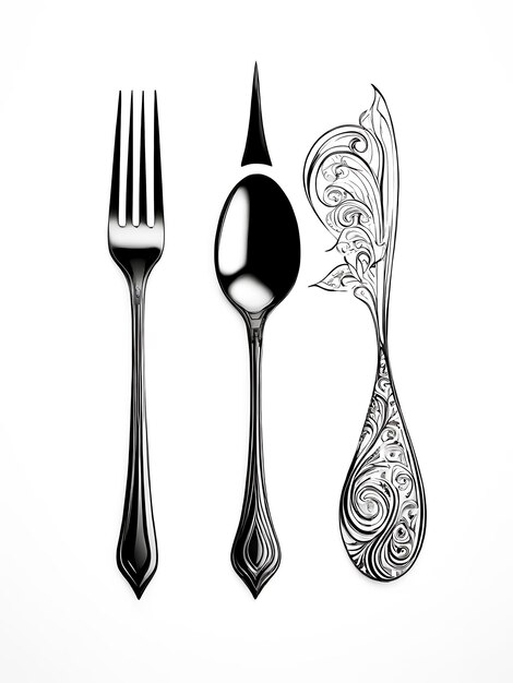 Photo dinner fork spoon logo illustration