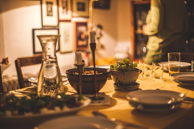写真 家の夕食のテーブル