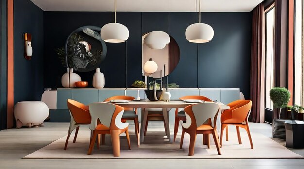 dinner table in modern interior