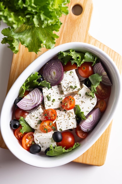 Dinner with baked greek feta cheese