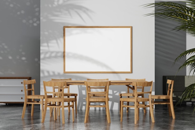 Photo dinning set on white background with copy space mock up for add text wooden chair and table 3d rendering