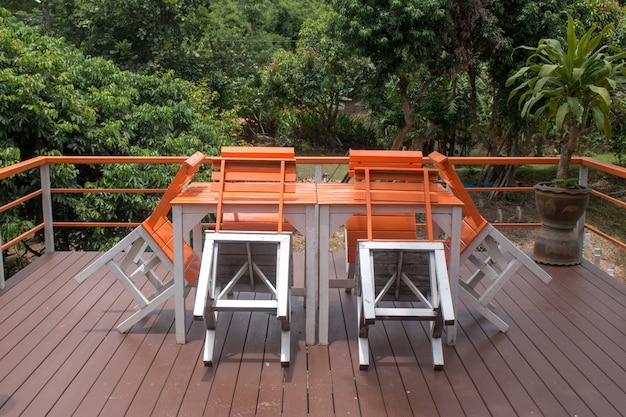 Photo dinning table on patio deck