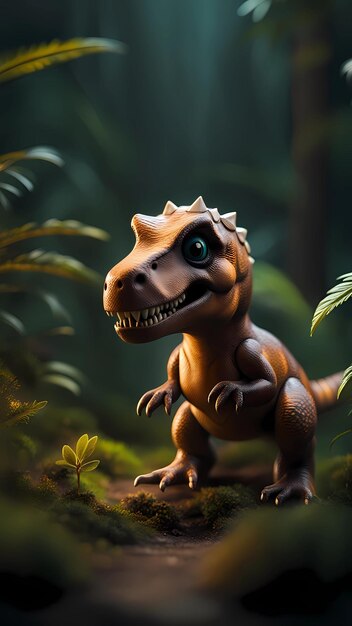 A dinosaur 3D cartoon character illustration