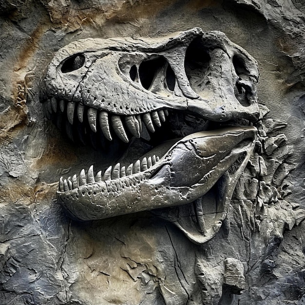 Фото Кости динозавра, спрятанные в камне.