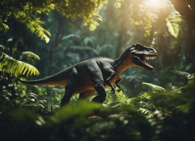 Foto un dinosauro nella giungla