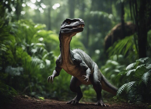 Foto un dinosauro nella giungla