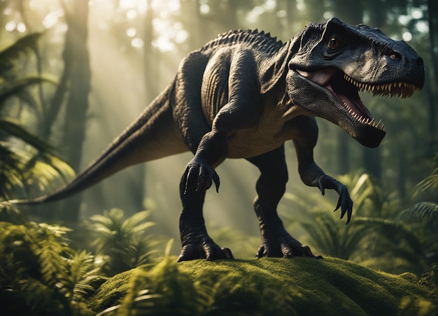 Foto un dinosauro nella giungla