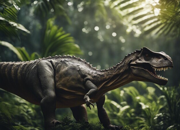 Foto un dinosauro nella giungla