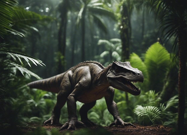 Foto un dinosauro nella giungla