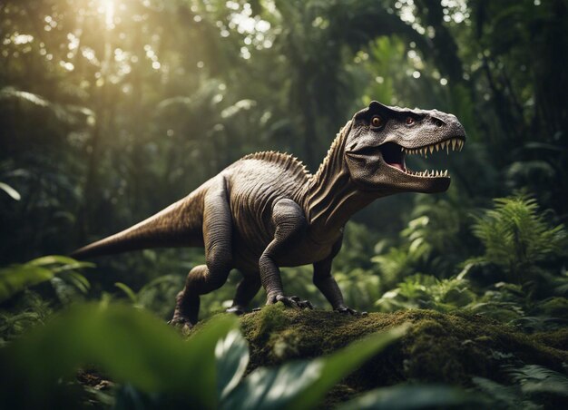 Foto un dinosauro nella giungla