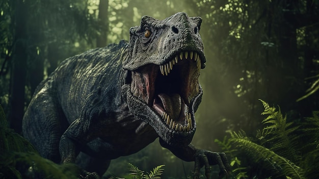 Foto rendering dei dinosauri nella giungla 3d