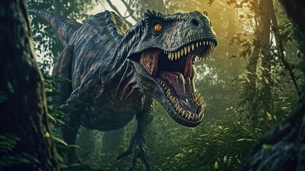 dinosaur render in jungle 3d