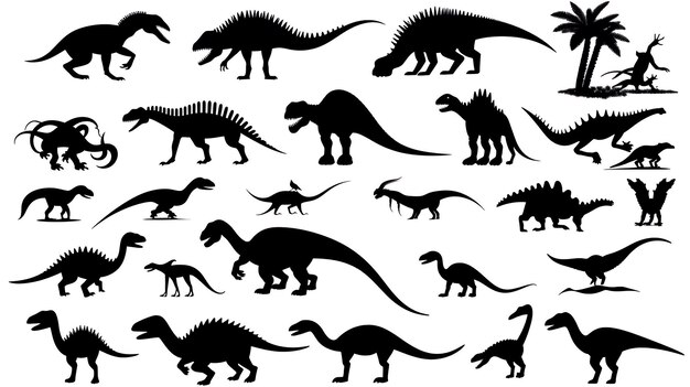 Dinosaur silhouettes set Vector illustration isolat