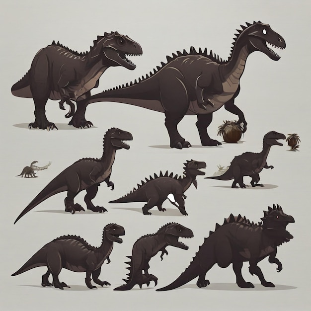 Dinosaur silhouettes vector background