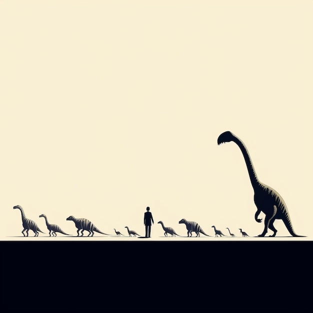 Dinosaur silhouettes on a white background