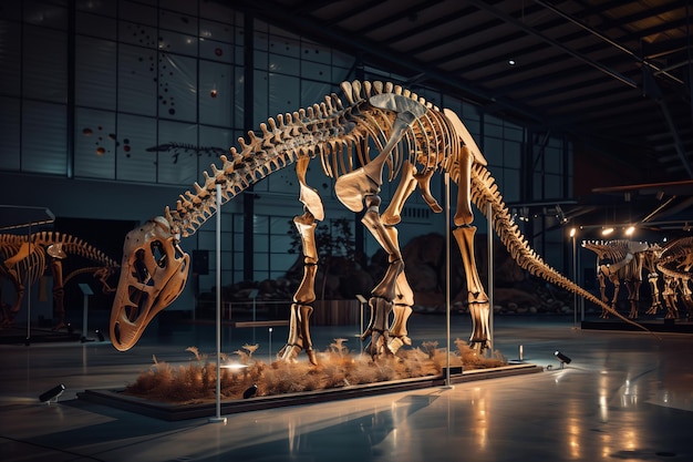 博物館に展示されている恐の骨格