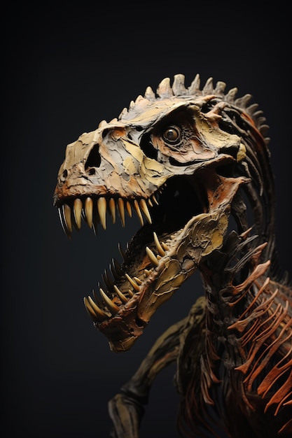 Photo dinosaur skeleton sharp teeth portrait inventor princess full profile gunther rust plaster materials