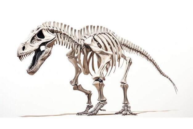 Photo dinosaur skeleton on white background