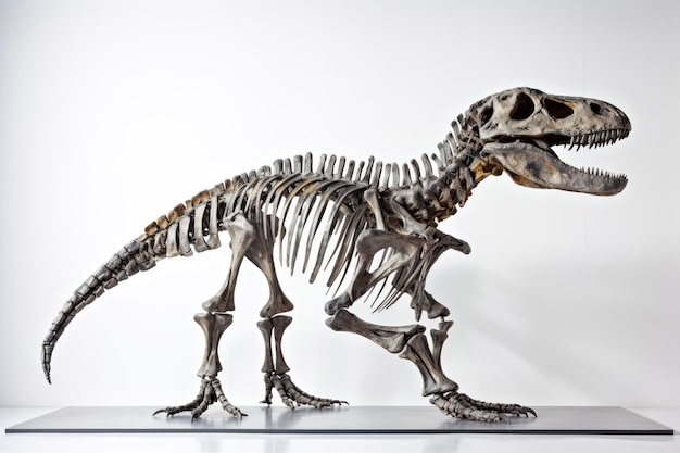 Dinosaur skeleton on white background