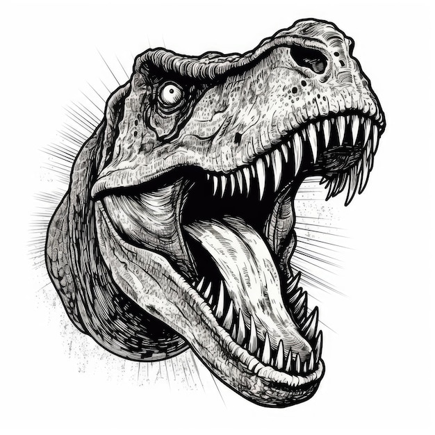 Foto disegno di dinosauro disegnato a mano disegno di dino incisione di dinosauri inchiostro mostro giurassico dinosauro