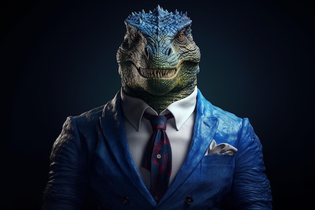 Dinosaur in a suit Generative AI