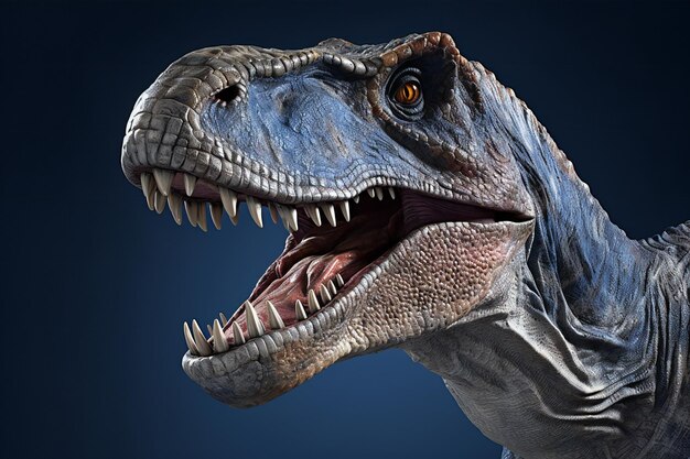 Photo dinosaur trex on dark blue background